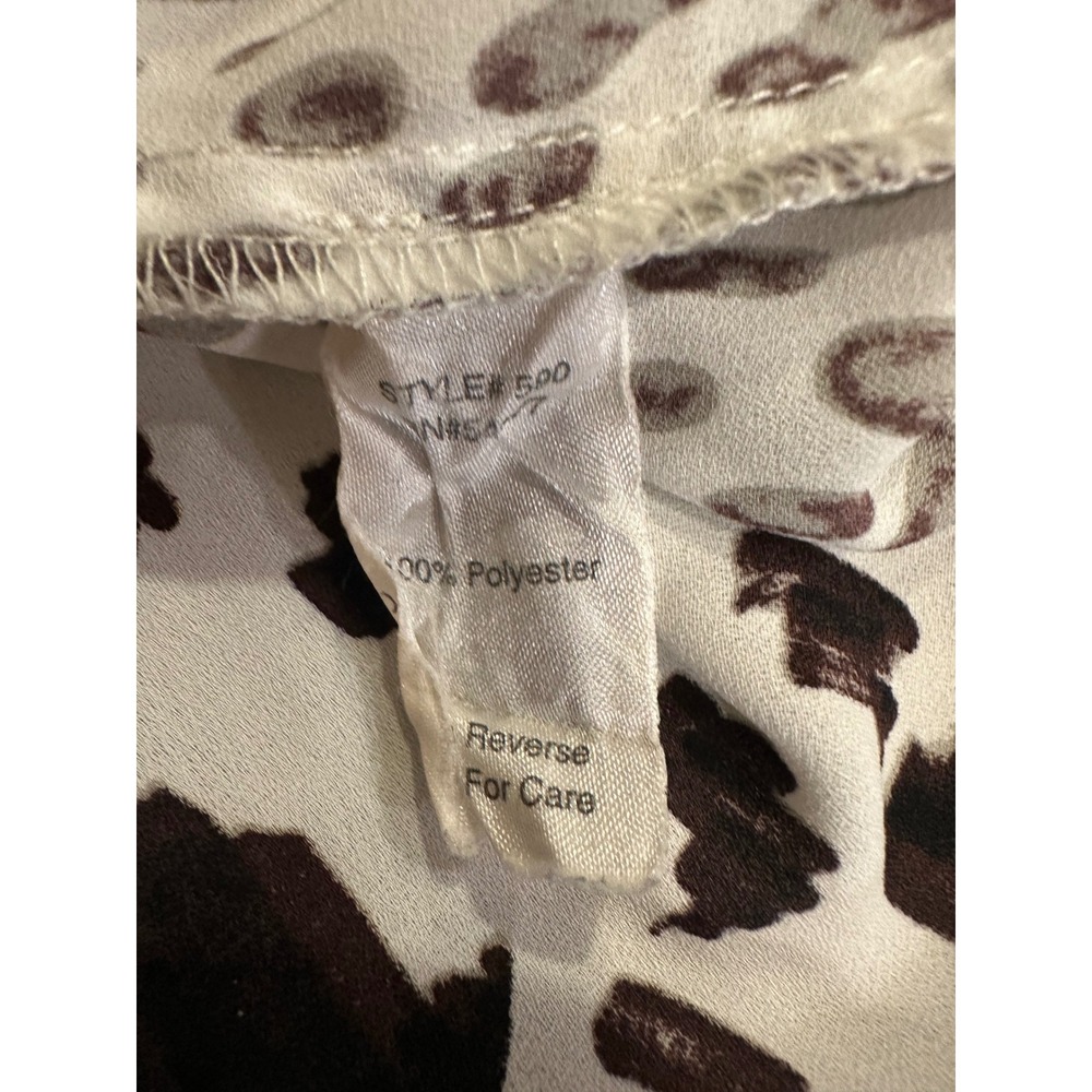 Cabi Womens Size Large Leopard Print Mixed Media Tie Neck Long Sleeve Blouse Top - Picture 5 of 6